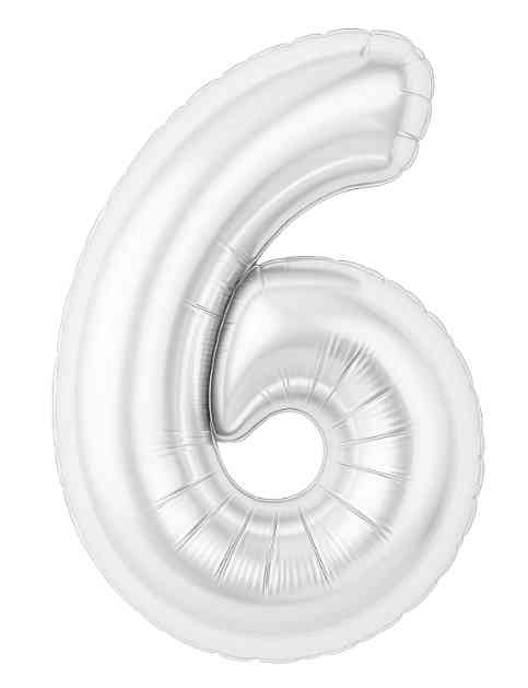 Шар фольга Цифра 40"AG Slim Белый блеск "6" (упак)