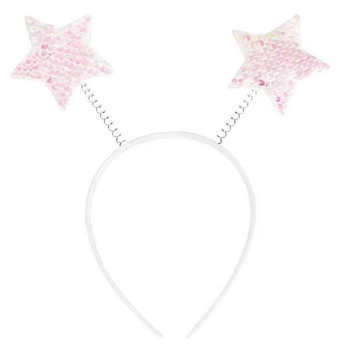 Ободок Сверкающие звезды с пайетками Белый Хамелеон с блестками ВВ