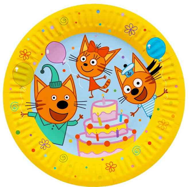 Тарелки бумажные Три Кота Яркий праздник 180мм (уп6)