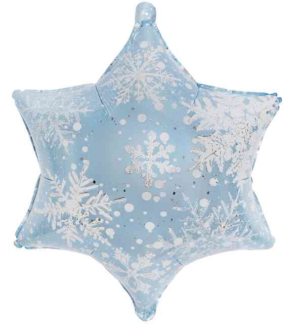 НГ Шар фольга фигура Снежинка Морозные искры ГолубойСеребро 19" 48смFL (упак)