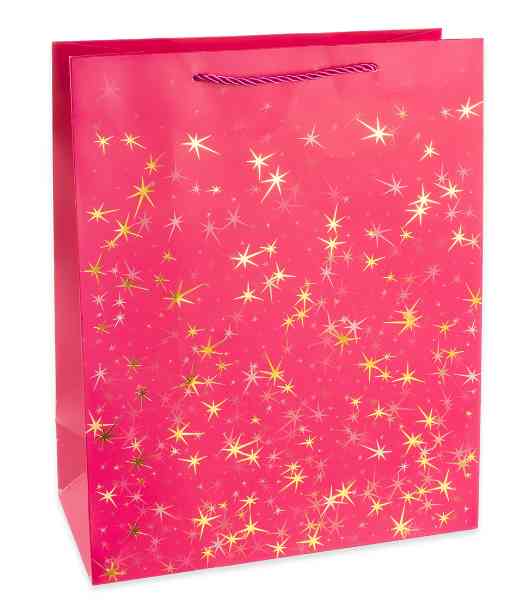 Пакет бумажный M 18х23см Тысячи созвездий Дизайн №1 РозовыйЗолото Металлик