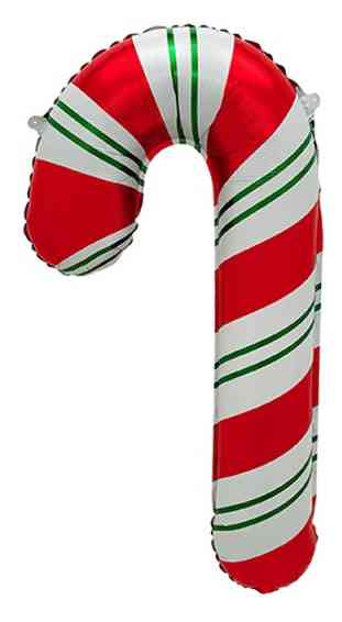 Шар 38"97 см, фольга Леденец-трость, красныйзелёный