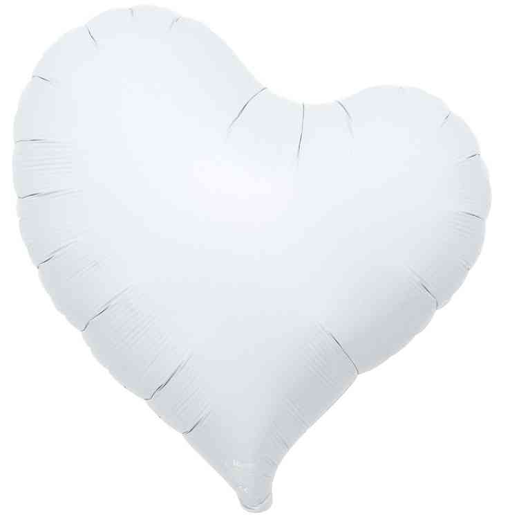 Шар фольга без рисунка 18"ibrex сердце изгиб пастель Белый