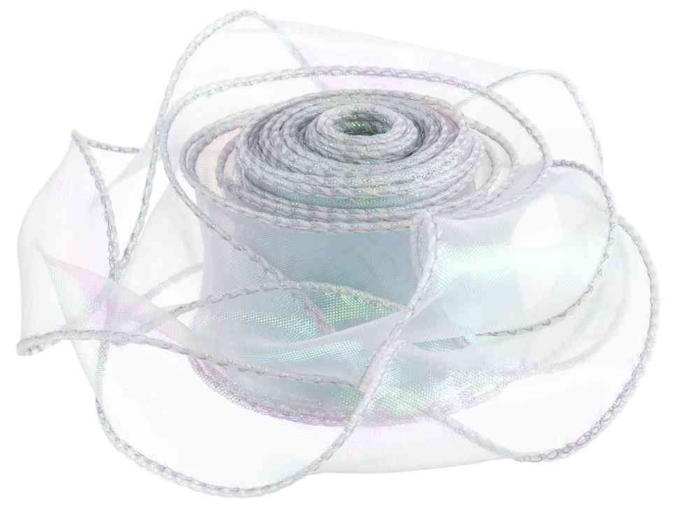 Лента Органза с леской 4х9,14м Серебро Хамелеон