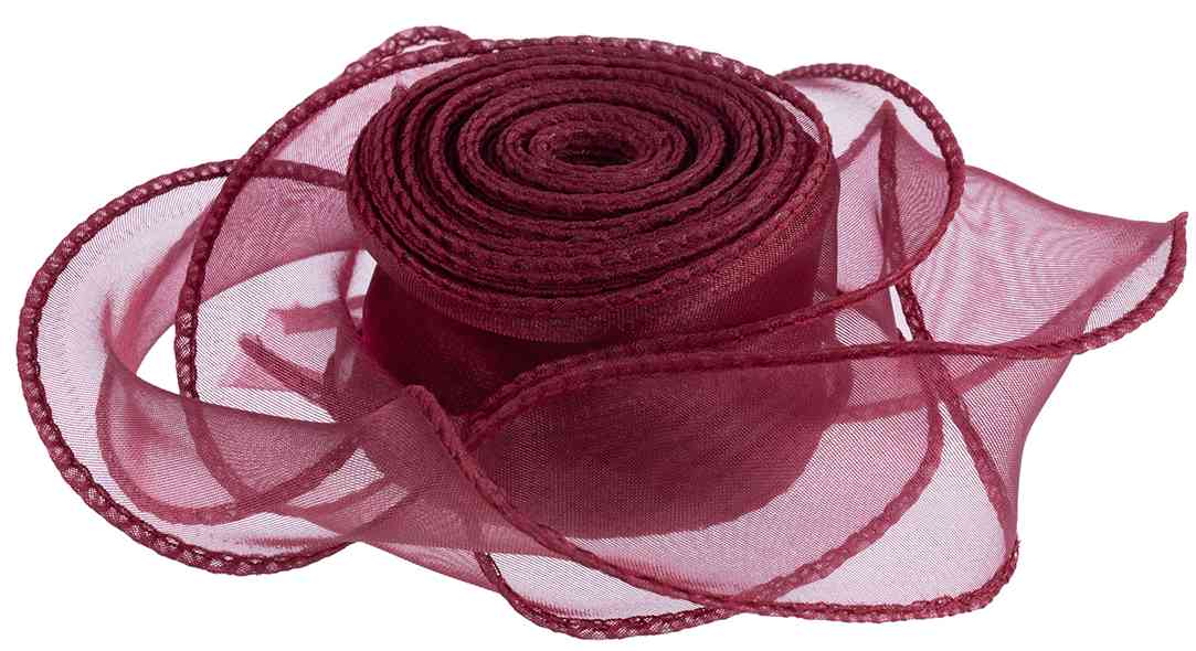 Лента Органза с леской 4х9,14м Вишневый