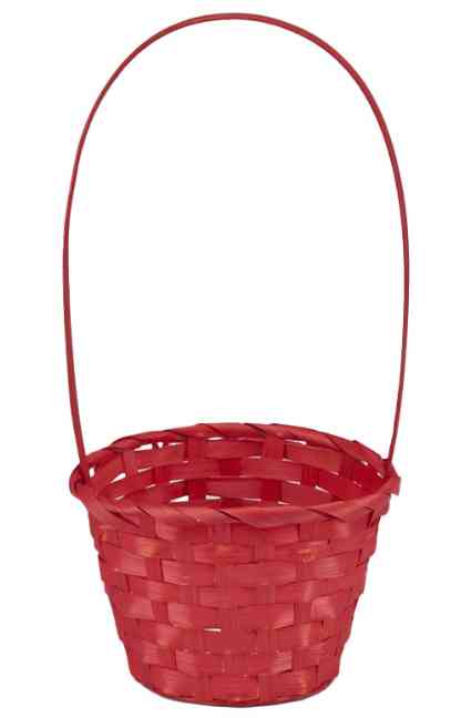 Корзина плетеная с ручкой Бамбук красная 13х13х9,5см Миррэй