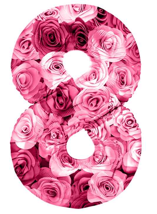 Шар фольга Цифра 34"FL Симфония роз Фуше "8" (упак)