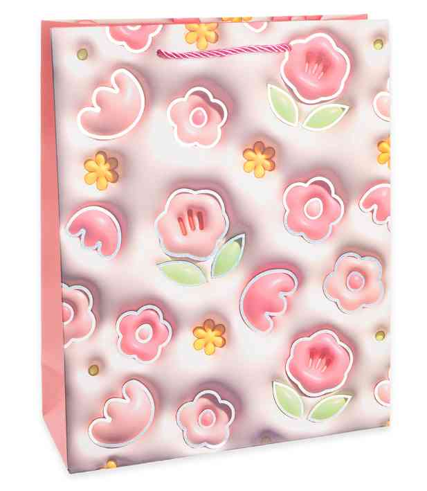 Пакет бумажный XL 31х41см Цветочная россыпь Дизайн №4 Металлик