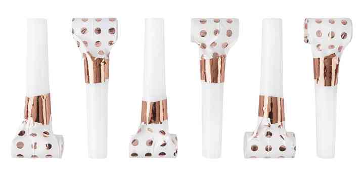 Язык-гудок Горошек БелыйРозовое золото (уп6) ВВ