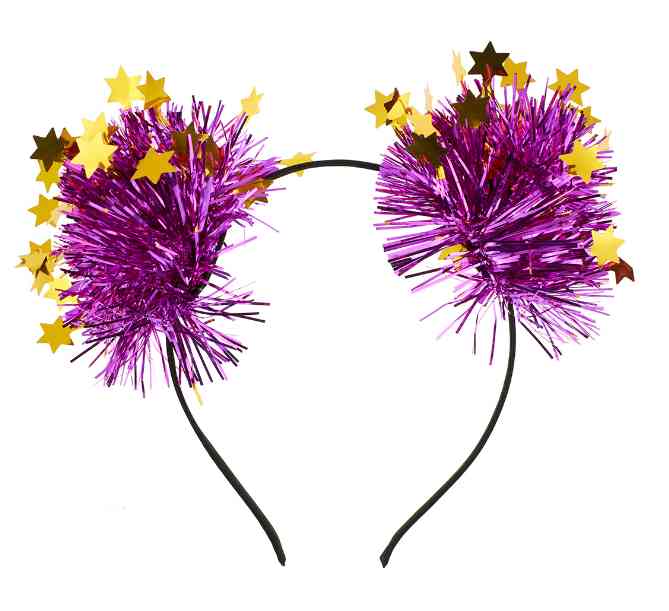 Ободок Шарики из дождика Фуксия Золото ВВ