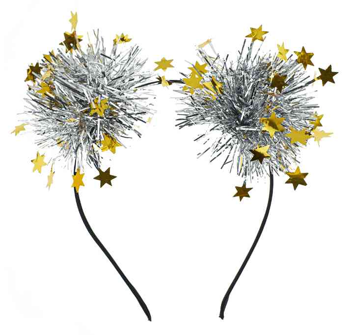 Ободок Шарики из дождика СереброЗолото ВВ