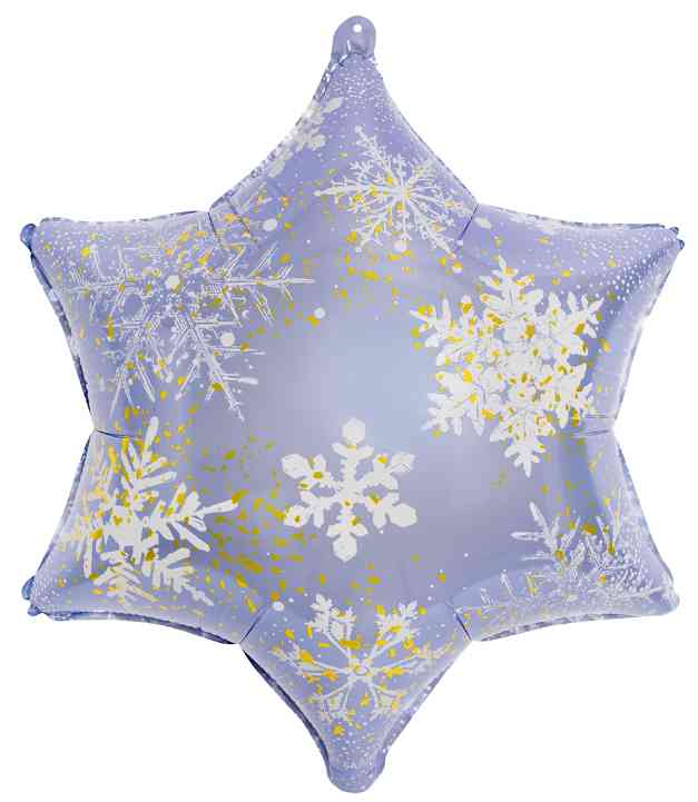 НГ Шар фольга фигура Снежинка Морозные искры ГолубойЗолото 19" 48смFL (упак)