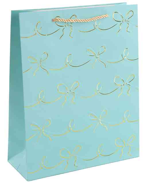 Пакет бумажный XL 31х41см Милые бантики Дизайн №2 Бирюзовый Металлик