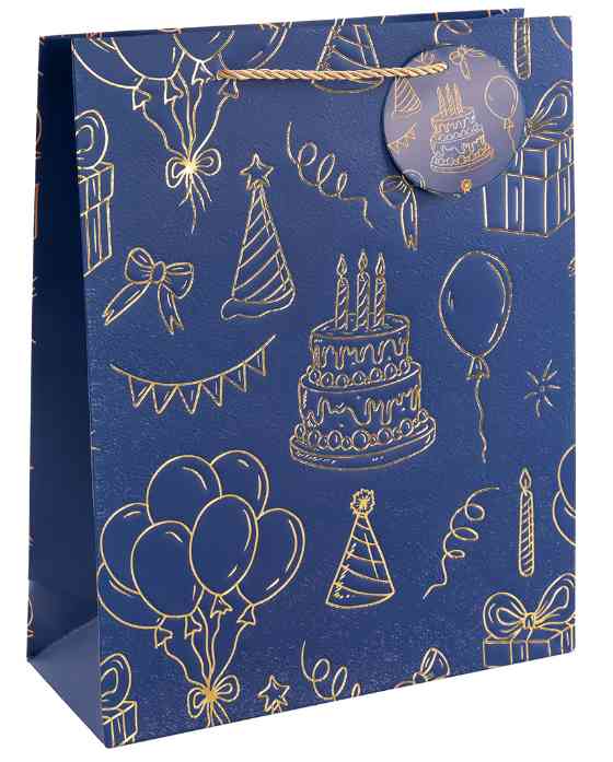 Пакет бумажный XL 31х41см Праздничный Дизайн №3 Синий Металлик