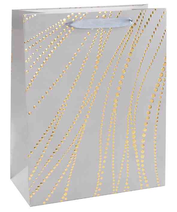 Пакет бумажный M 18х23см Золотые нити Дизайн №3 Серебро Металлик