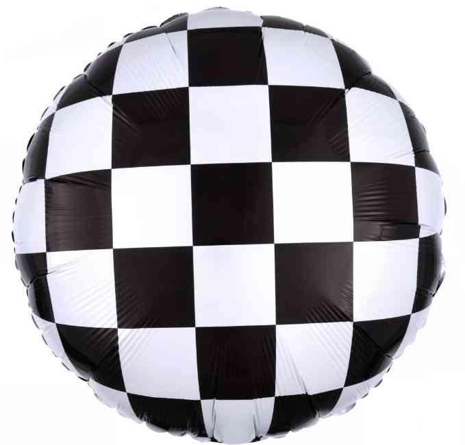 Шар фольга с рисунком 18"FL Круг Пит-Стоп ЧерныйБелый