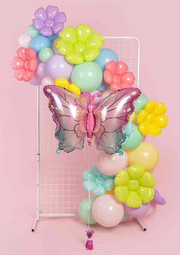 Шар фольга фигура Нежная бабочка Розовый Градиент 32" 81см FL (упак)