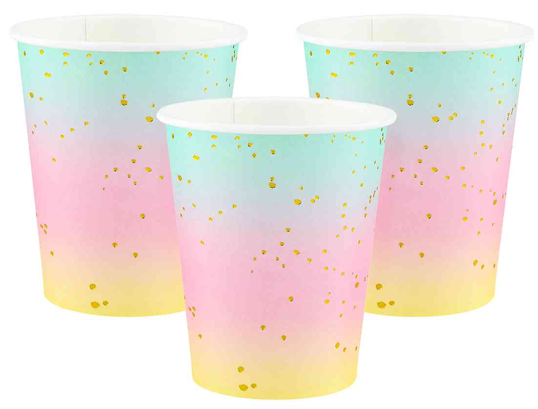 Стаканы бумажные 250мл Нежная радуга Металлик (уп6) ВВ