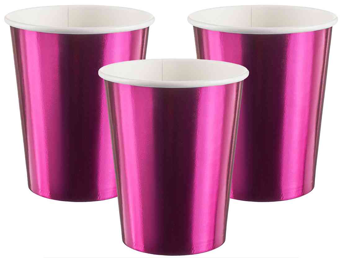 Стаканы бумажные 250мл Фуксия Металлик (уп6) ВВ
