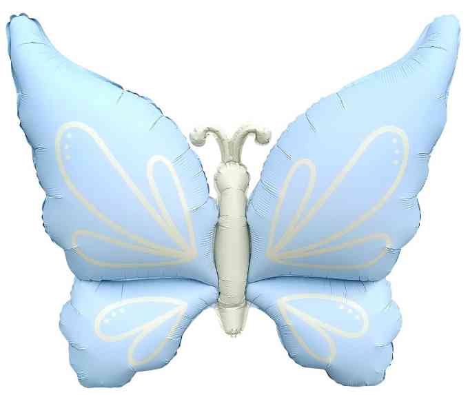 Шар фольга фигура Нежная бабочка Голубой Сатин 37" 94см FL (упак)