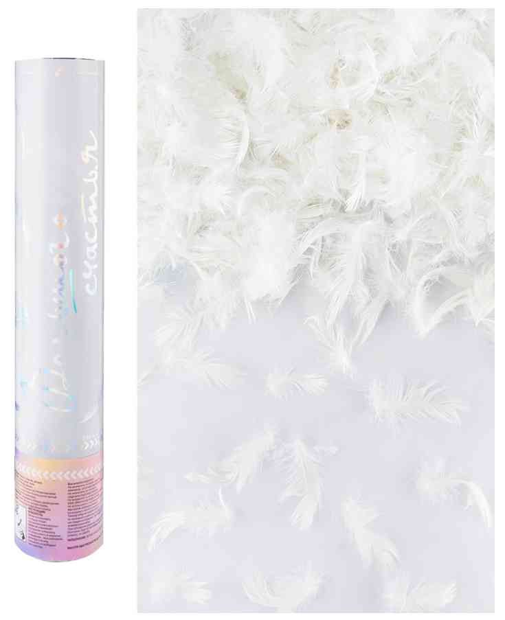 Хлопушка Бумфети 30см Большого Счастья Перья Белые ДБ