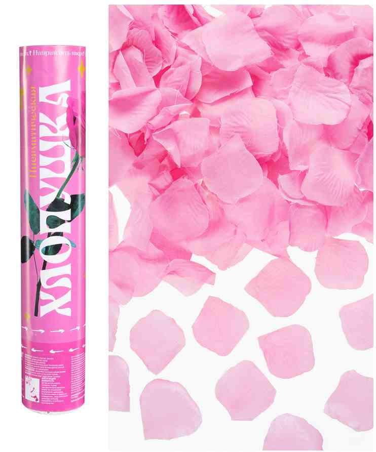 Хлопушка Бумфети 30см Лепестки роз Розовые ДБ