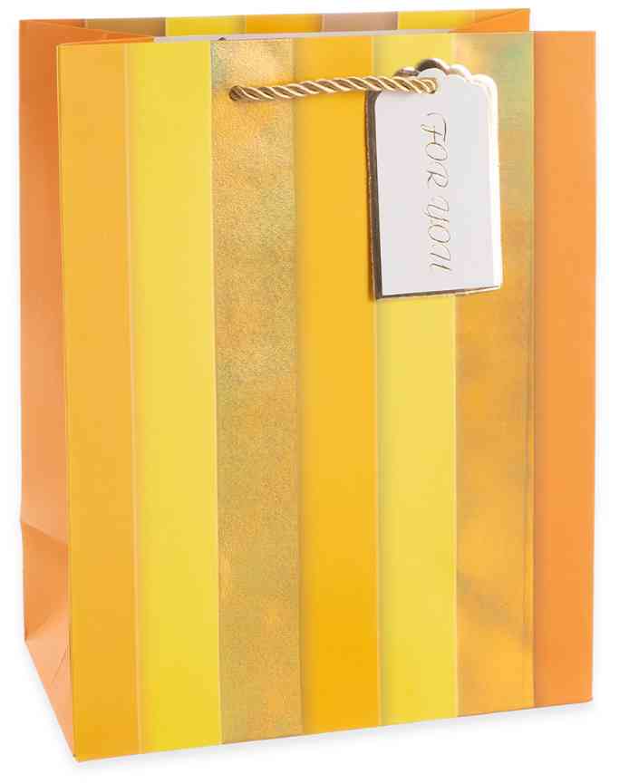 Пакет бумажный L 26х32см Вертикальные полосы Дизайн №1 Золото Металлик ДБ