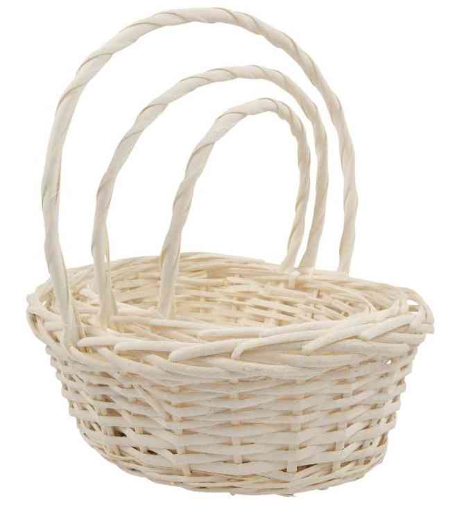 Набор плетеных корзин с ручкой 3 в 1 Ива белый 38х30х14см