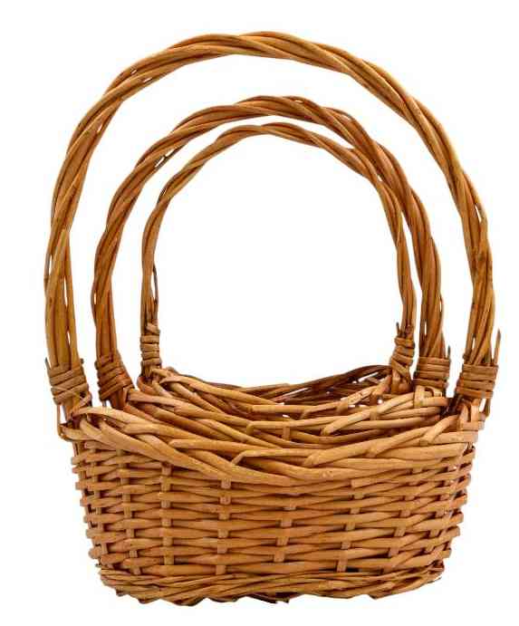 Набор плетеных корзин с ручкой 3 в 1 Ива медовый 26х18х10см