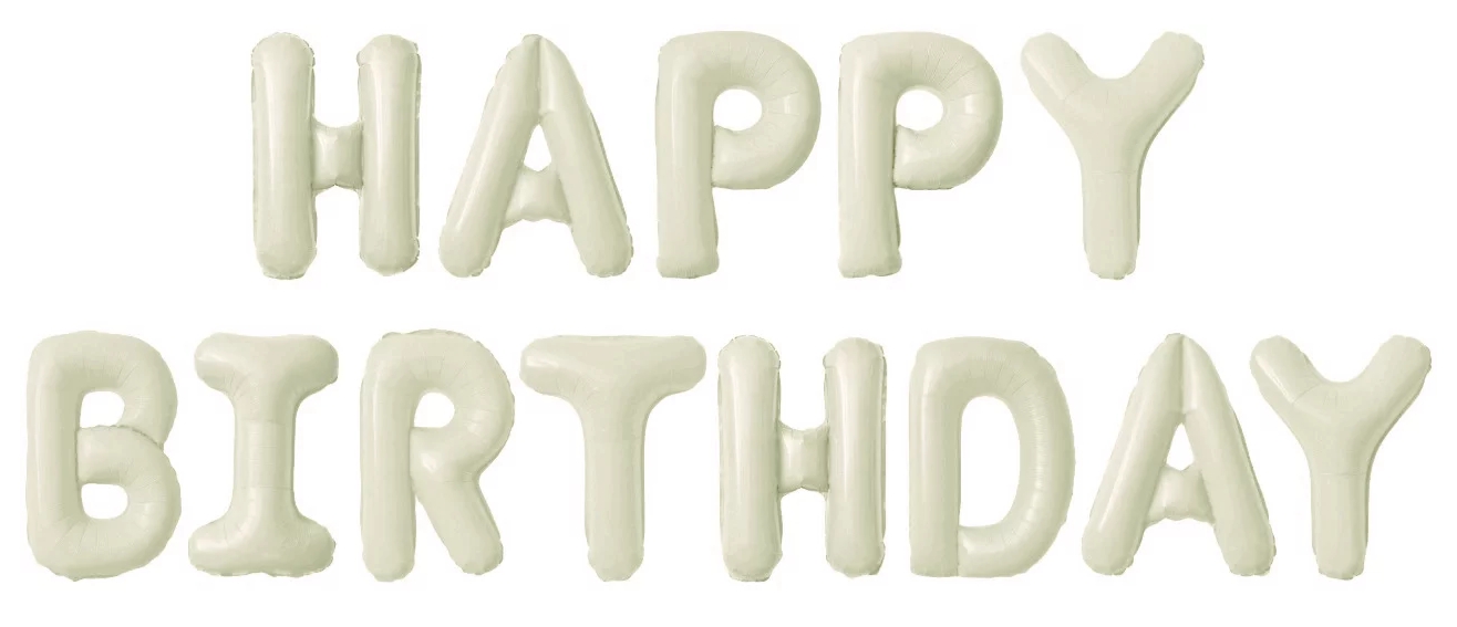 Шар фольга Буквы надпись Happy Birthday Белый песок 16" 41см FL