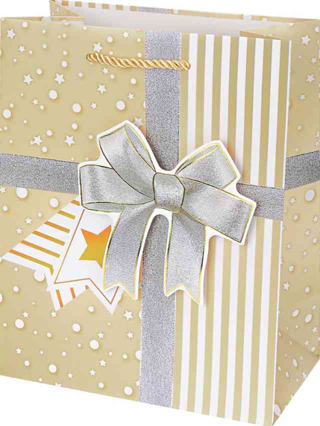 Пакет бумажный M 18х23см Персиковый бантик Миленд