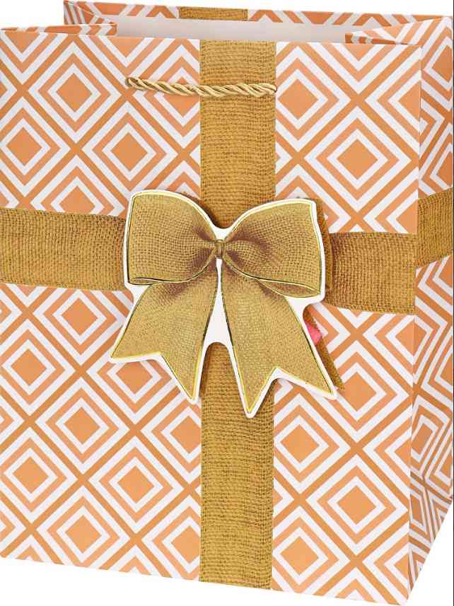 Пакет бумажный M 18х23см Серебристый бантик Миленд