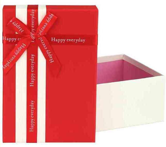 Коробка Прямоугольник 23х16х9см Красно-белая С бантом Миленд