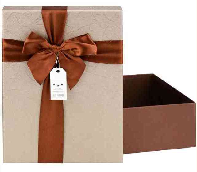 Коробка Прямоугольник 29х21х9см Коричневая С бантом Миленд