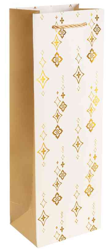 Пакет под бутылку ST 12х35см Сверкающие звезды Дизайн №1 Металлик ДБ