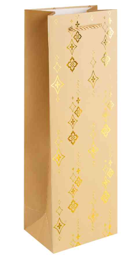 Пакет под бутылку ST 12х35см Сверкающие звезды Дизайн №3 Металлик ДБ