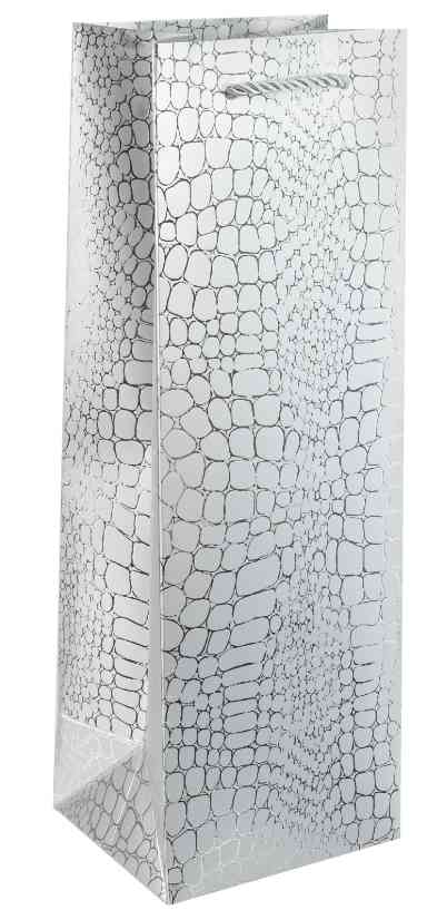 Пакет под бутылку ST 12х35см Кожа крокодила Серебро Металлик ДБ