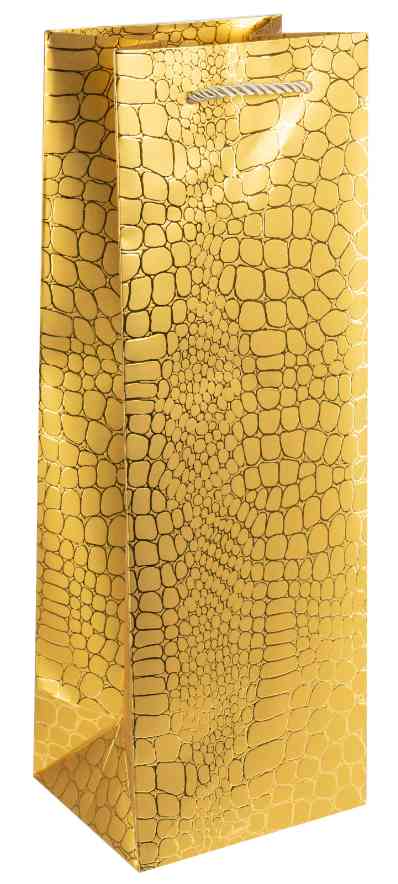 Пакет под бутылку ST 12х35см Кожа крокодила Золото Металлик ДБ