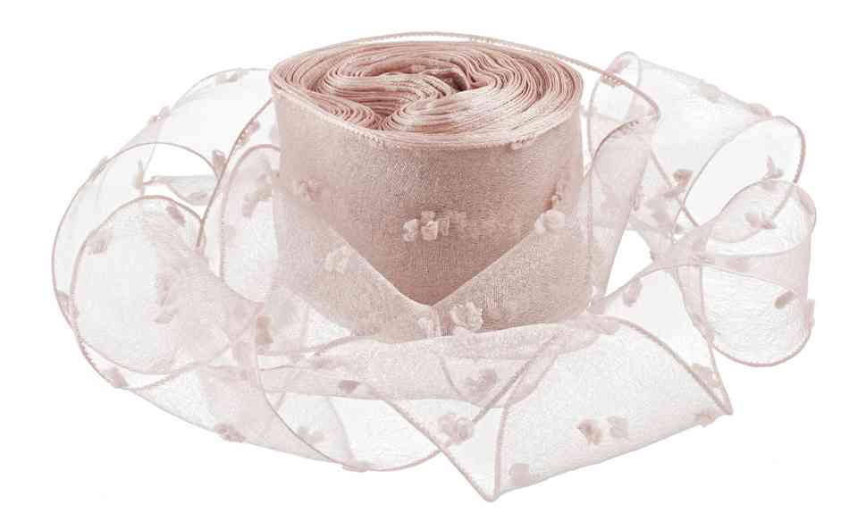 Лента декоративная 4х9,14м Воздушные точки, Пыльная роза ДБ