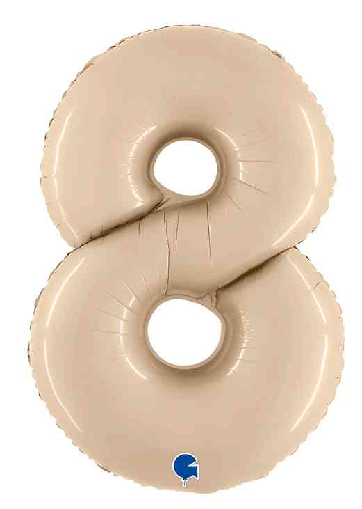 Шар фольга Цифра 40" GR Кремовый Сатин "8" (упак)