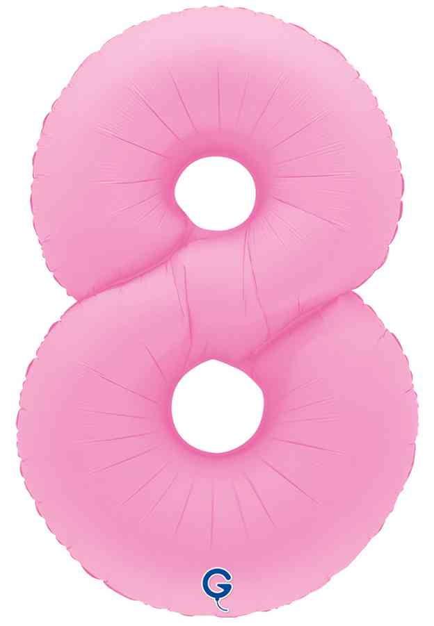 Шар фольга Цифра 40" GR Розовая Сакура Матовый "8" (упак)