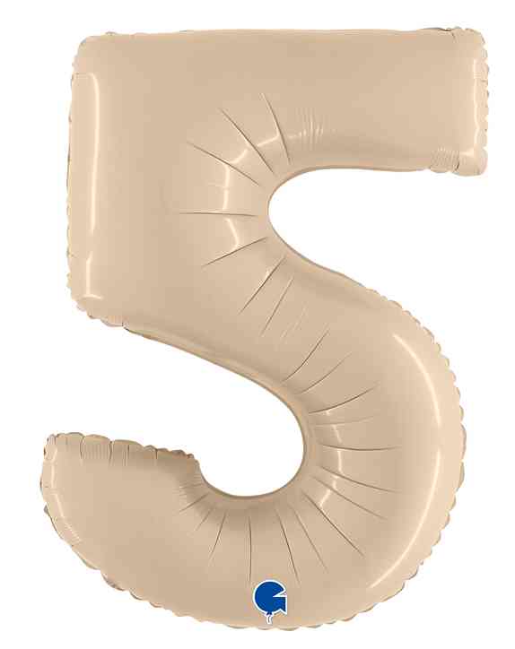 Шар фольга Цифра 40" GR Кремовый Сатин "5" (упак)