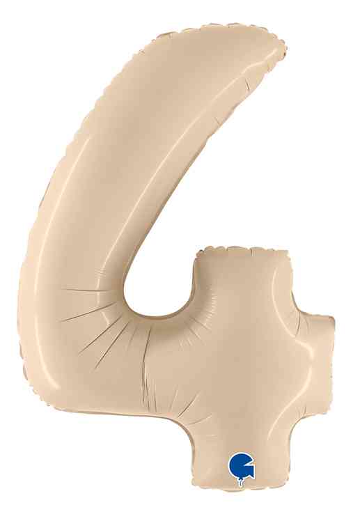 Шар фольга Цифра 40" GR Кремовый Сатин "4" (упак)