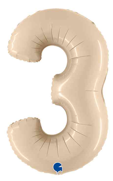Шар фольга Цифра 40" GR Кремовый Сатин "3" (упак)
