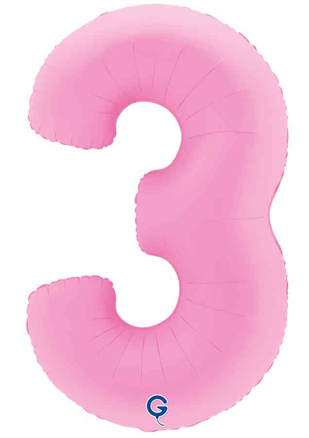 Шар фольга Цифра 40" GR Розовая Сакура Матовый "3" (упак)