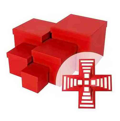 Коробка WOW - Сюрприз 21х21х21см Тиснение лен Красный ДБ