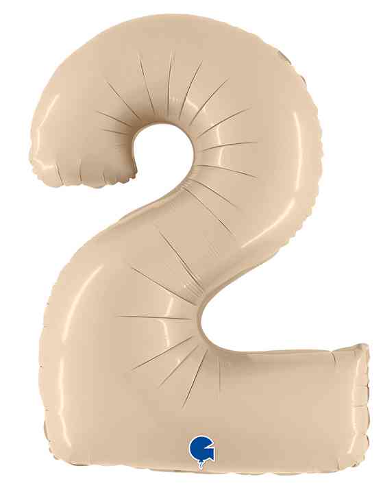 Шар фольга Цифра 40" GR Кремовый Сатин "2" (упак)