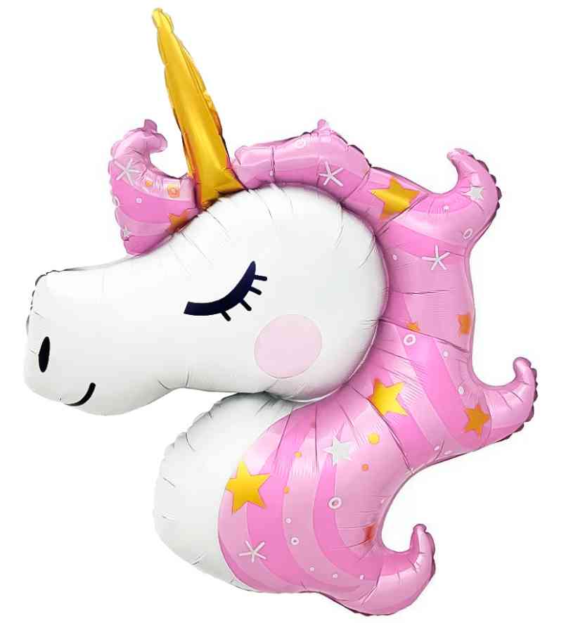 Шар фольга фигура Единорог Звездный Розовый голова 43" 109см FL (упак)