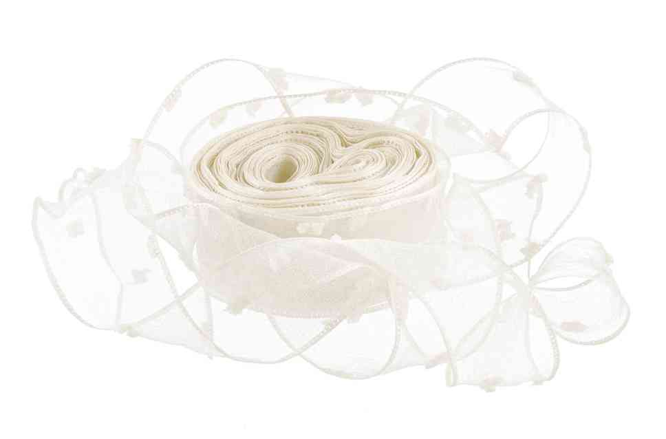 Лента декоративная 2,5х9,14м Воздушные точки Кремовый ДБ