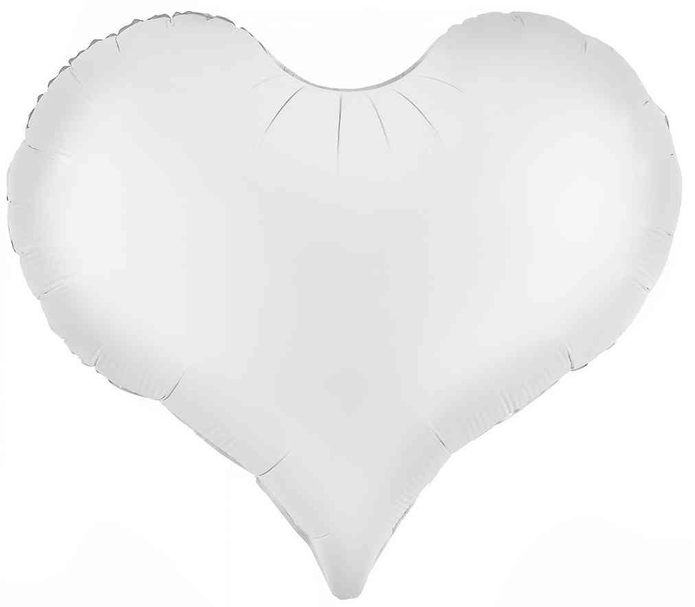 Шар фольга без рисунка 24" FL Сердце Люкс Сатин Белый